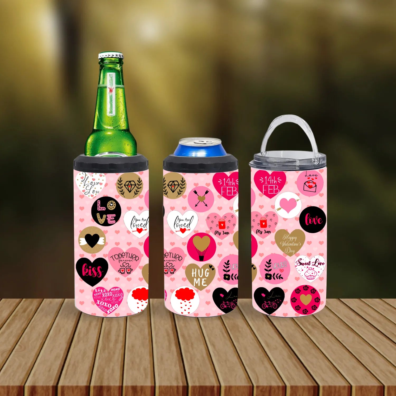 CUSTOMIZABLE HEARTS LOVE KISS HOT AND COLD TUMBLERS - Crazy Kat Design Co
