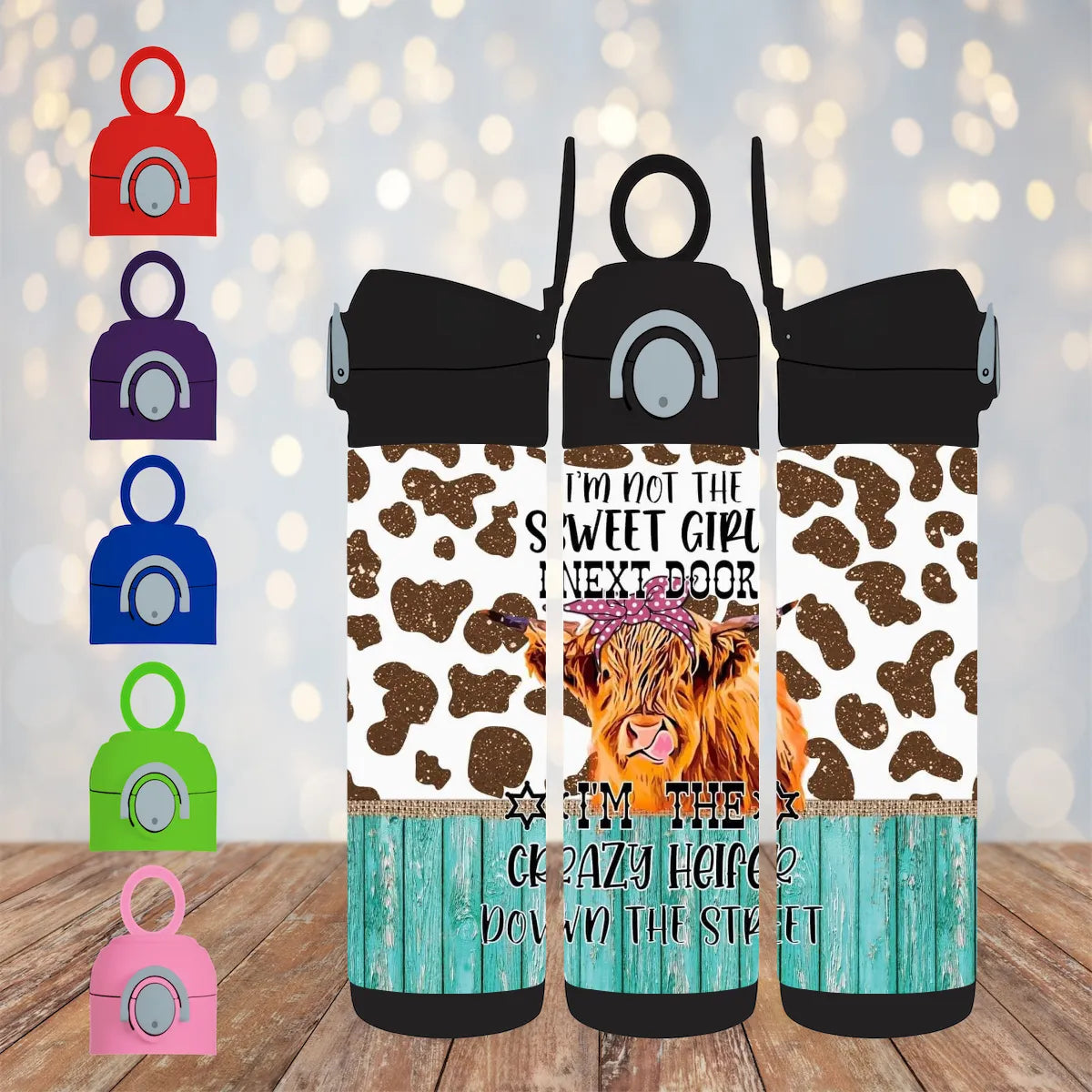 CUSTOMIZABLE I'M NOT THE SWEET GIRL NEXT DOOR I'M THE CRAZY HEIFER DOWN THE STREET HIGHLAND COW HOT AND COLD TUMBLER - Crazy Kat Design Co