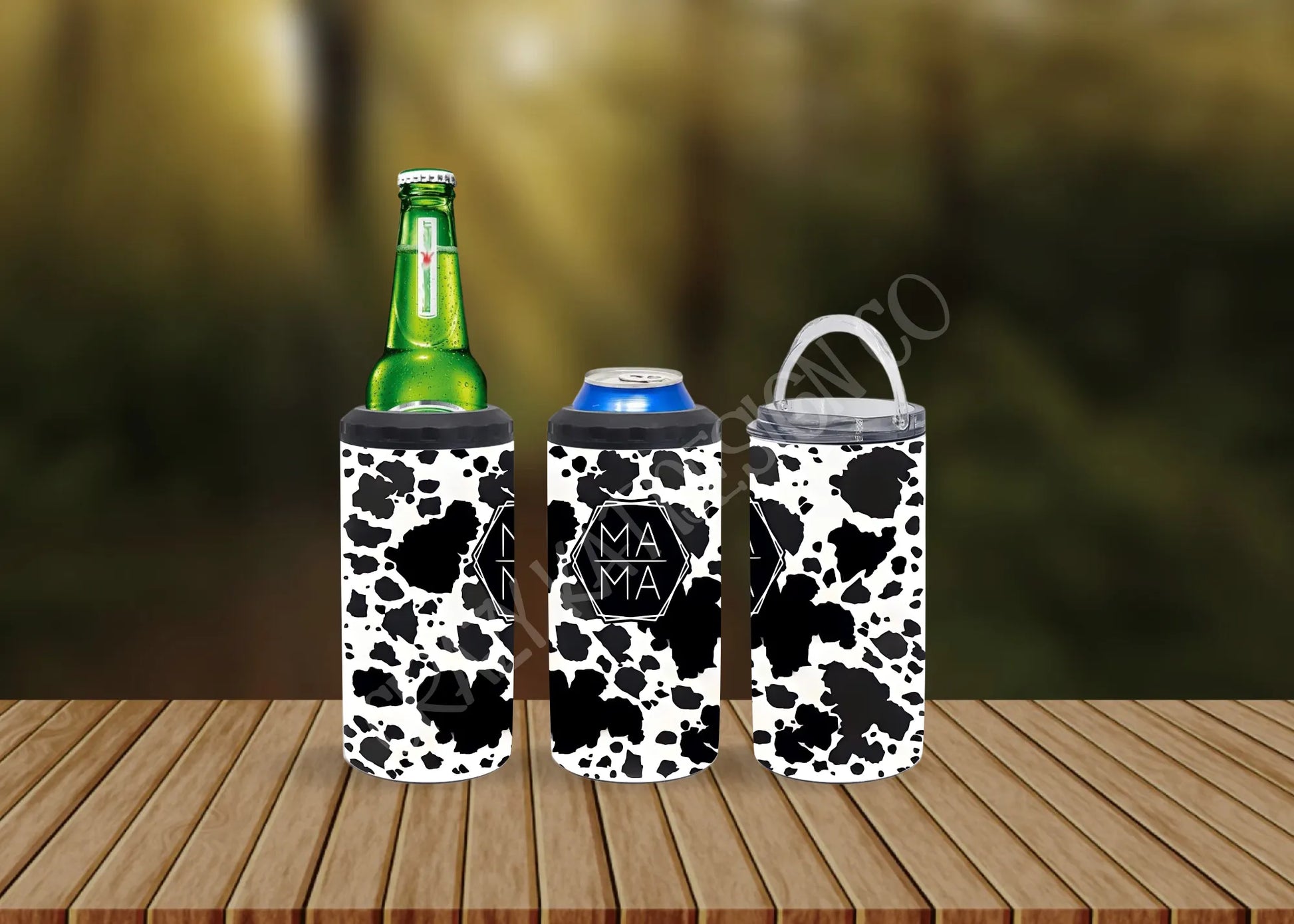 CUSTOMIZABLE MAMA COW PRINT HOT AND COLD TUMBLERS - Crazy Kat Design Co