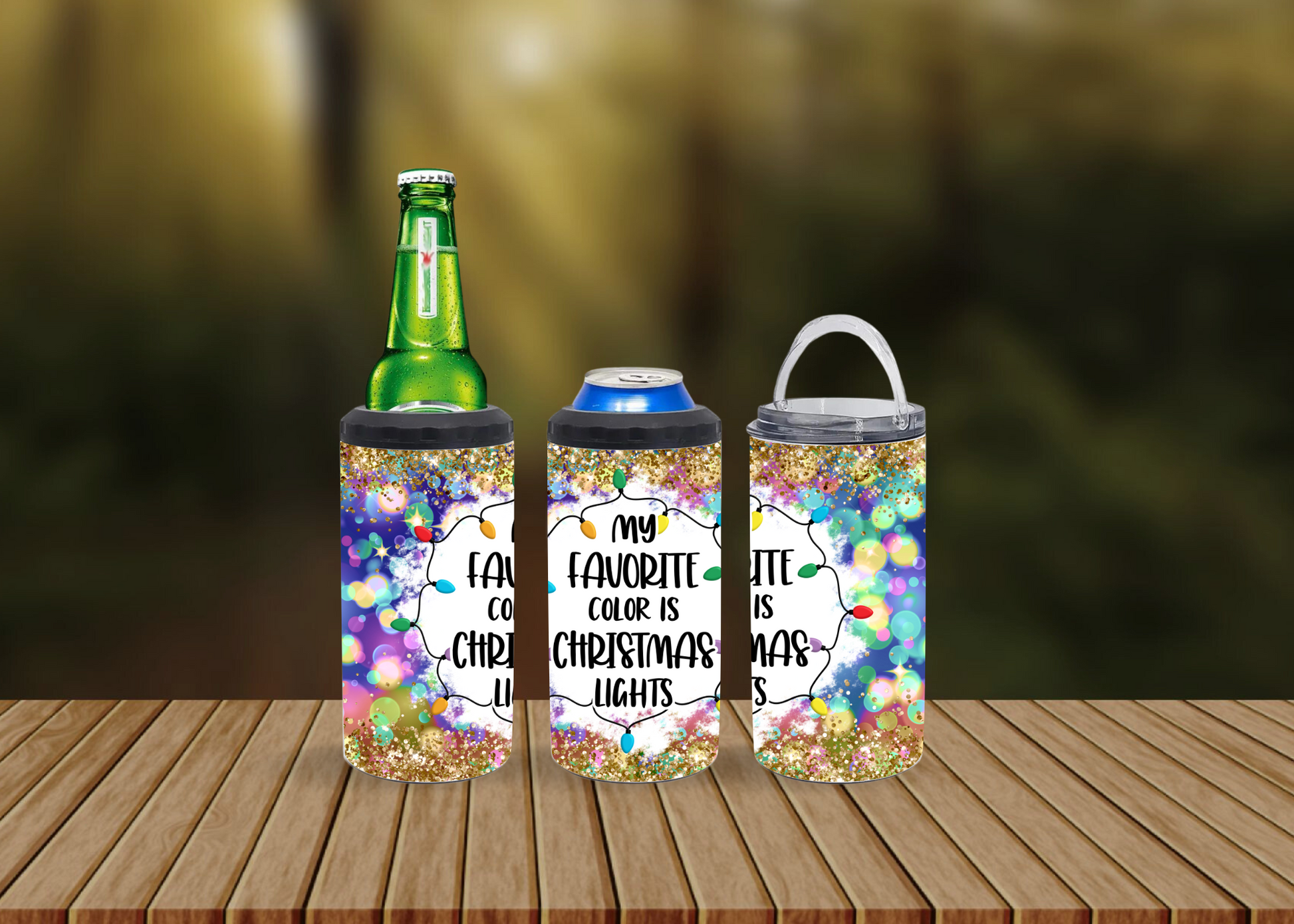 CUSTOMIZABLE MY FAVORITE COLOR IS CHRISTMAS LIGHTS HOT AND COLD TUMBLERS - Crazy Kat Design Co