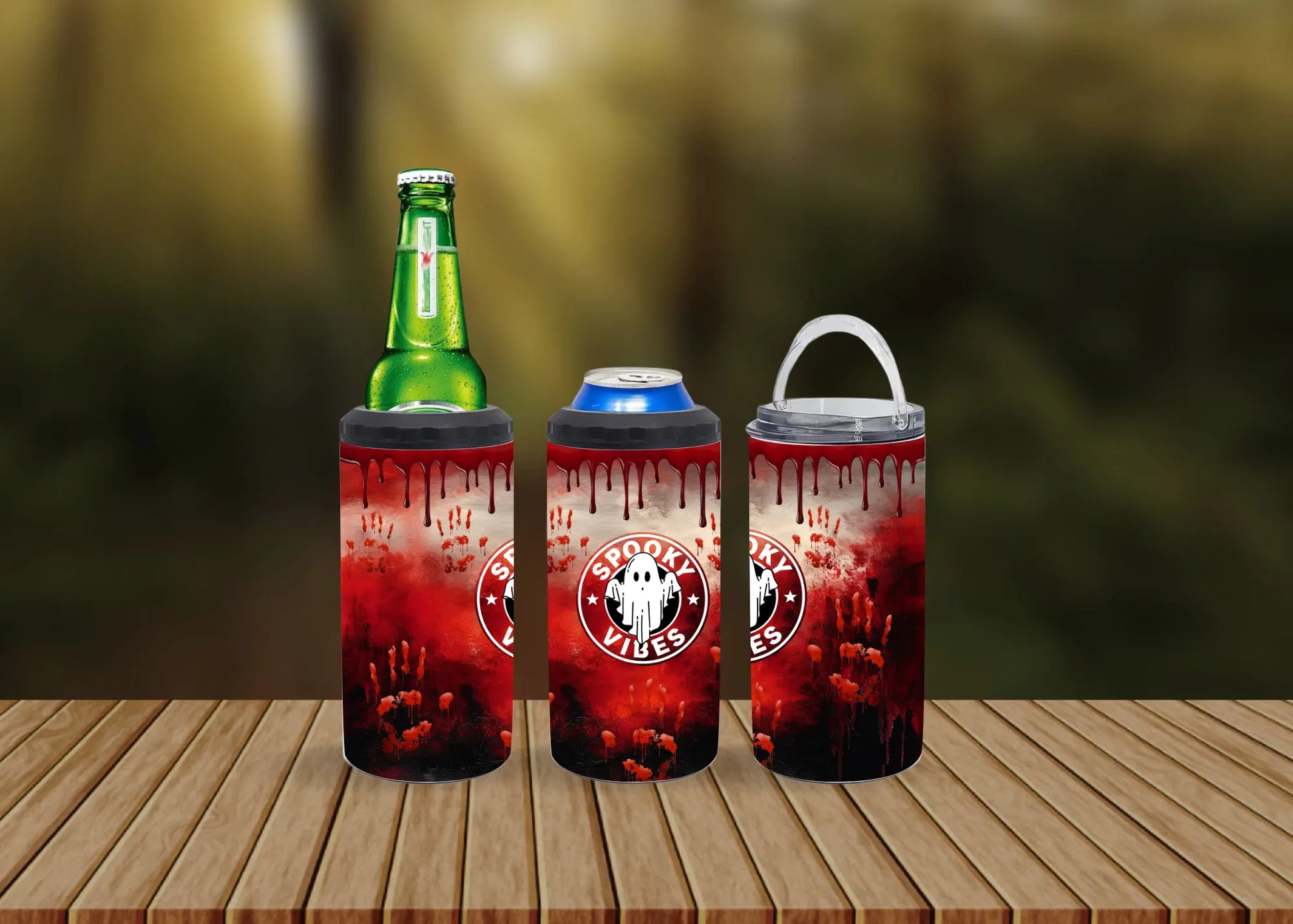 CUSTOMIZABLE SPOOKY VIBES BLOODY HOT AND COLD TUMBLERS - Crazy Kat Design Co