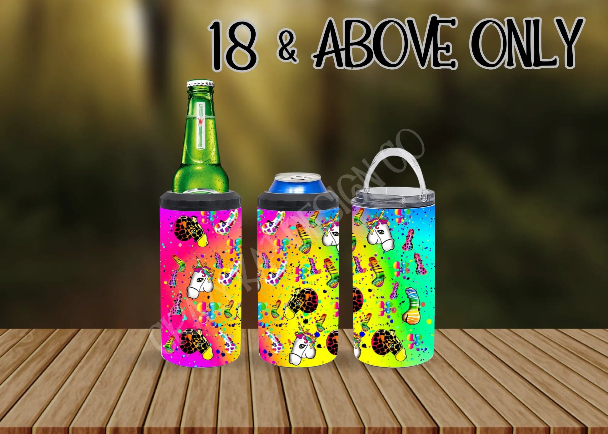 18+ ONLY CUSTOMIZABLE LISA FRANK D*CK HOT AND COLD TUMBLERS - Crazy Kat Design Co