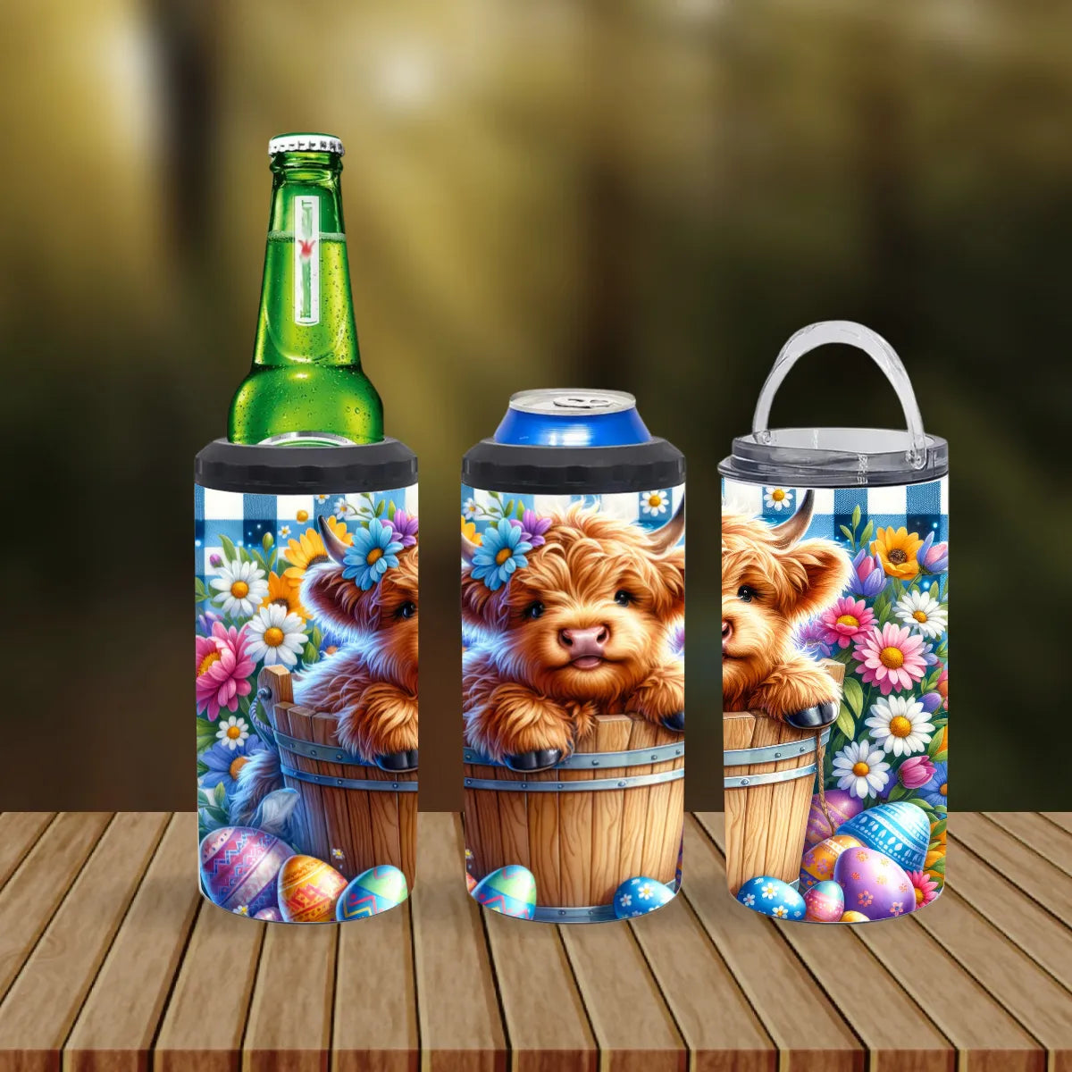 CUSTOMIZABLE HIGHLAND COW EASTER HOT AND COLD TUMBLER - Crazy Kat Design Co