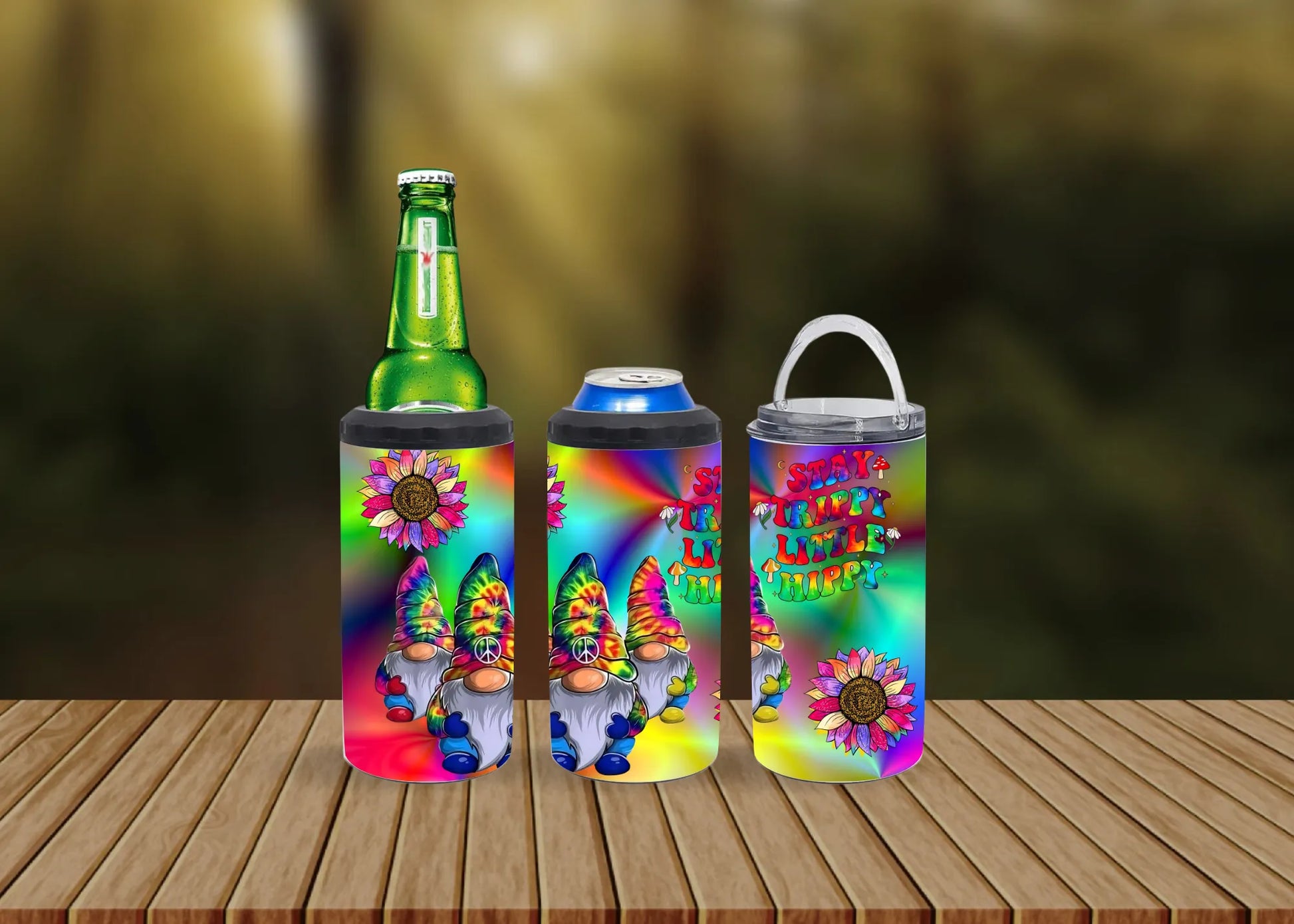 CUSTOMIZABLE GNOME STAY TRIPPY LITTLE HIPPIE HOT AND COLD TUMBLERS - Crazy Kat Design Co