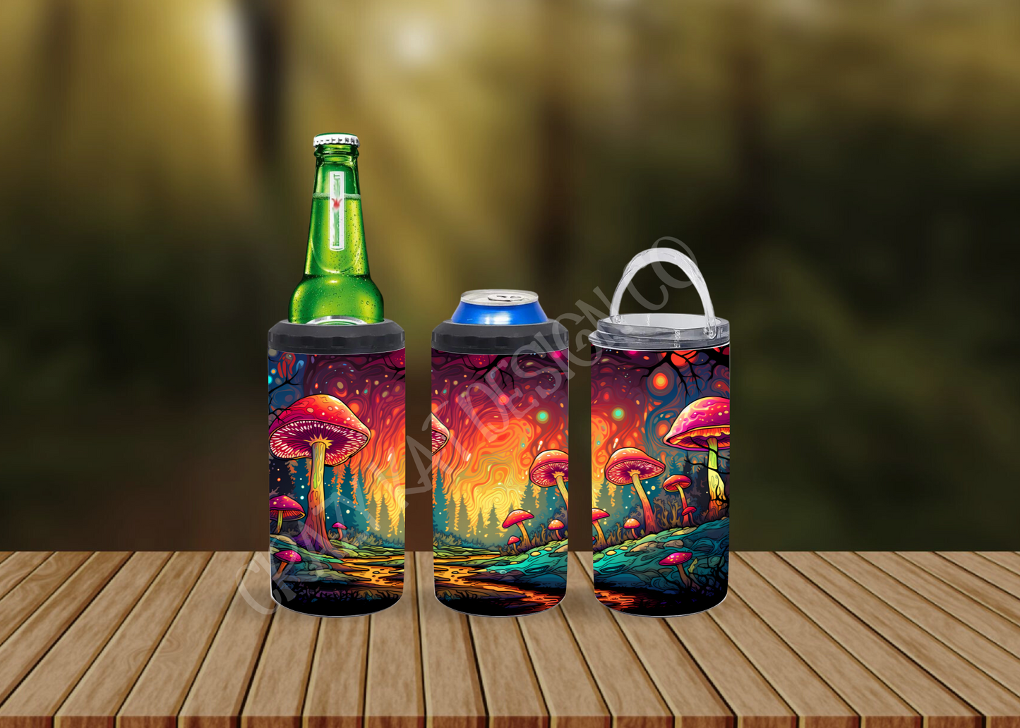 CUSTOMIZABLE MUSHROOM FORREST SUNSET HOT AND COLD TUMBLERS
