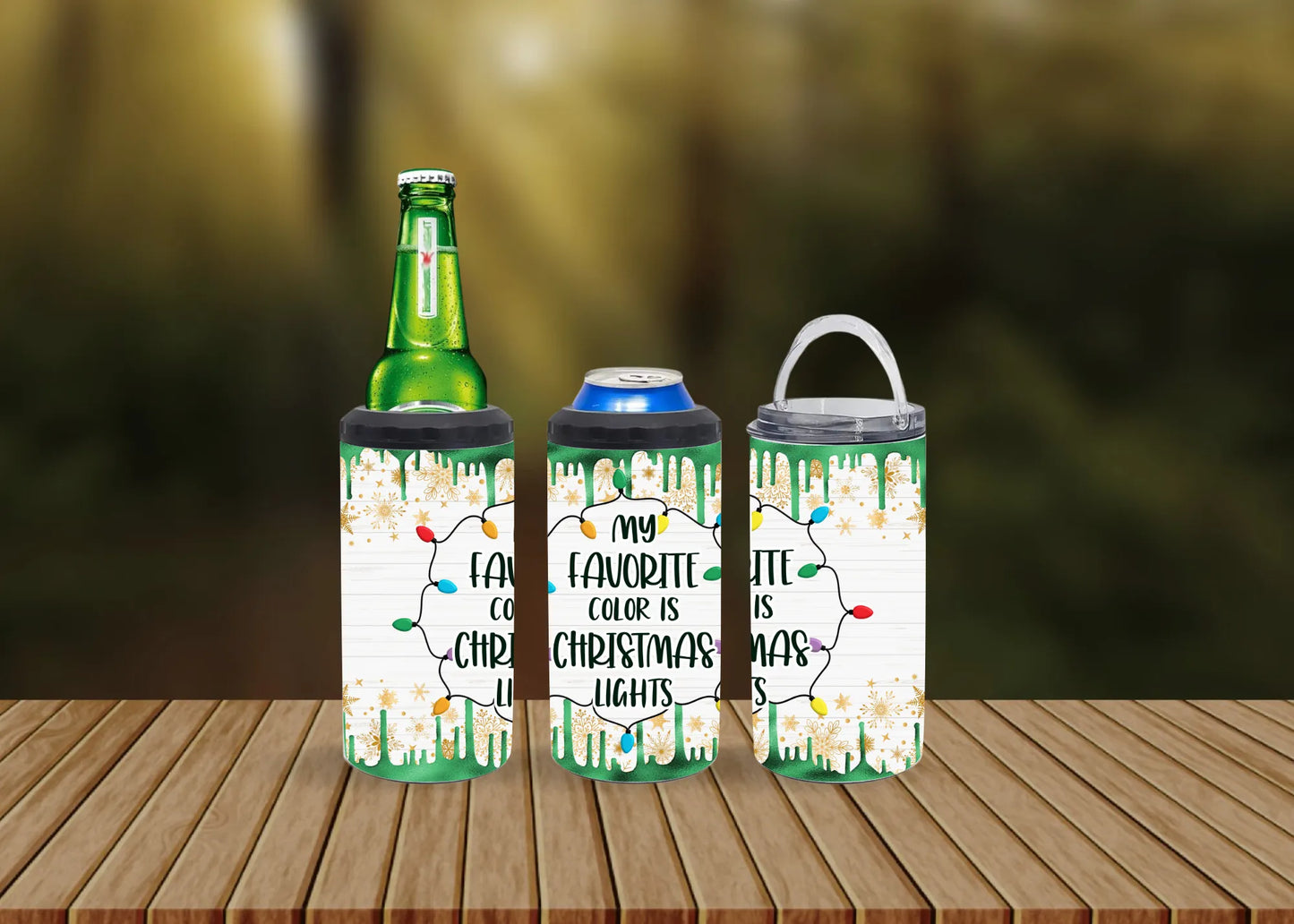 CUSTOMIZABLE MY FAVORITE COLOR IS CHRISTMAS LIGHTS HOT AND COLD TUMBLERS - Crazy Kat Design Co