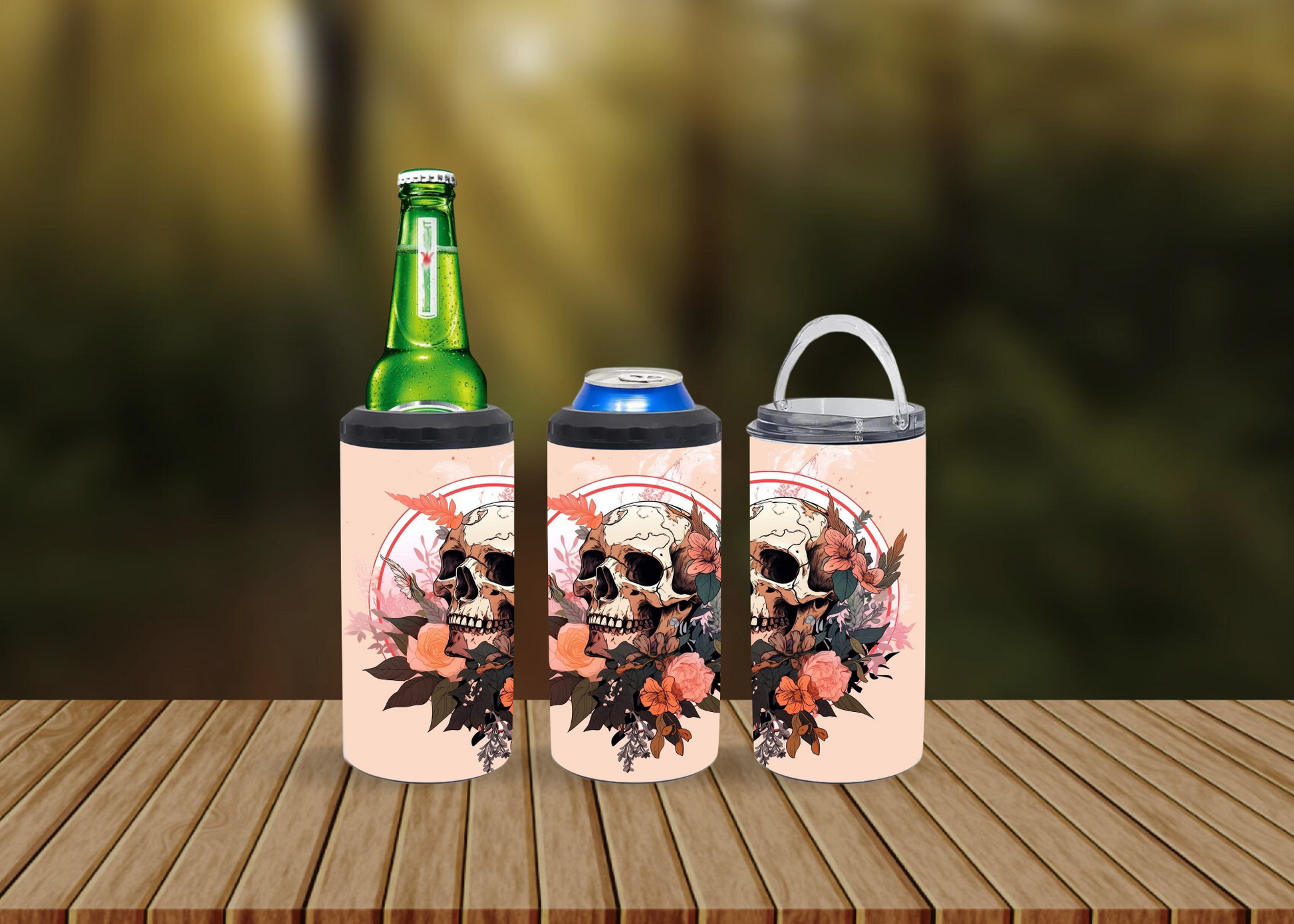 CUSTOMIZABLE SKULLS FLOWERS HOT AND COLD TUMBLERS - Crazy Kat Design Co