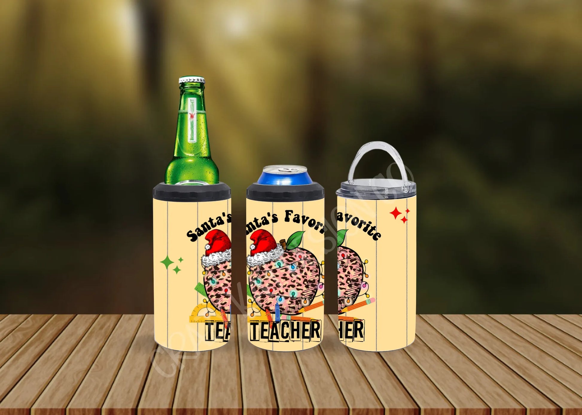 CUSTOMIZABLE SANTA'S FAVORITE TEACHER HOT AND COLD TUMBLERS - Crazy Kat Design Co