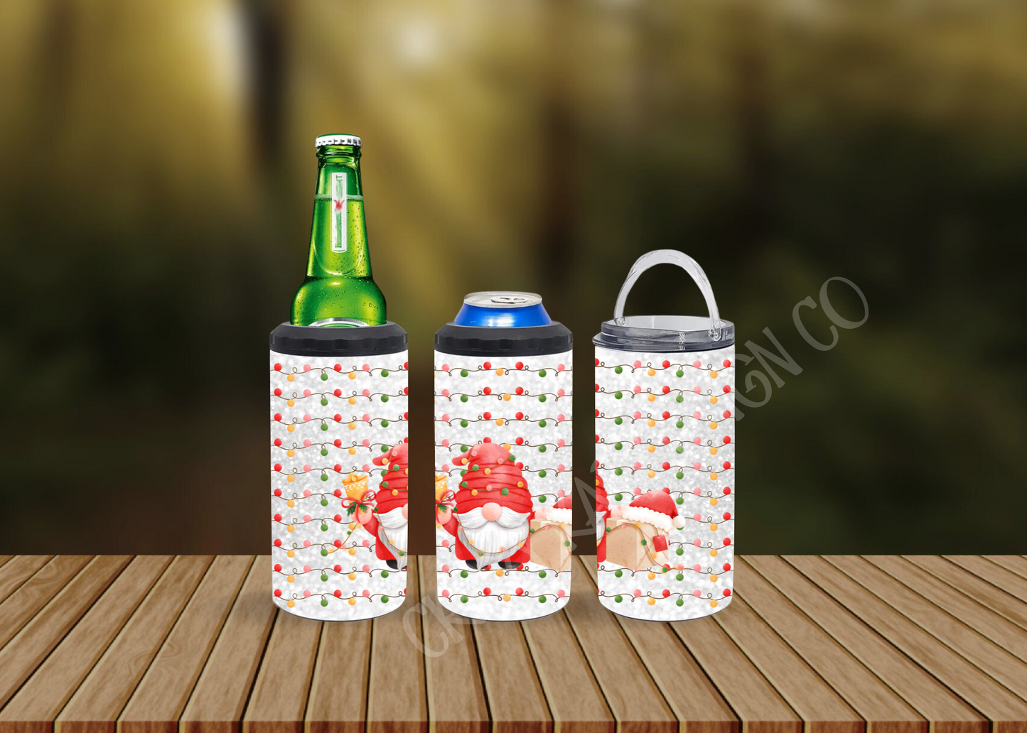 CUSTOMIZABLE GNOME CHRISTMAS LIGHTS HOT AND COLD TUMBLERS