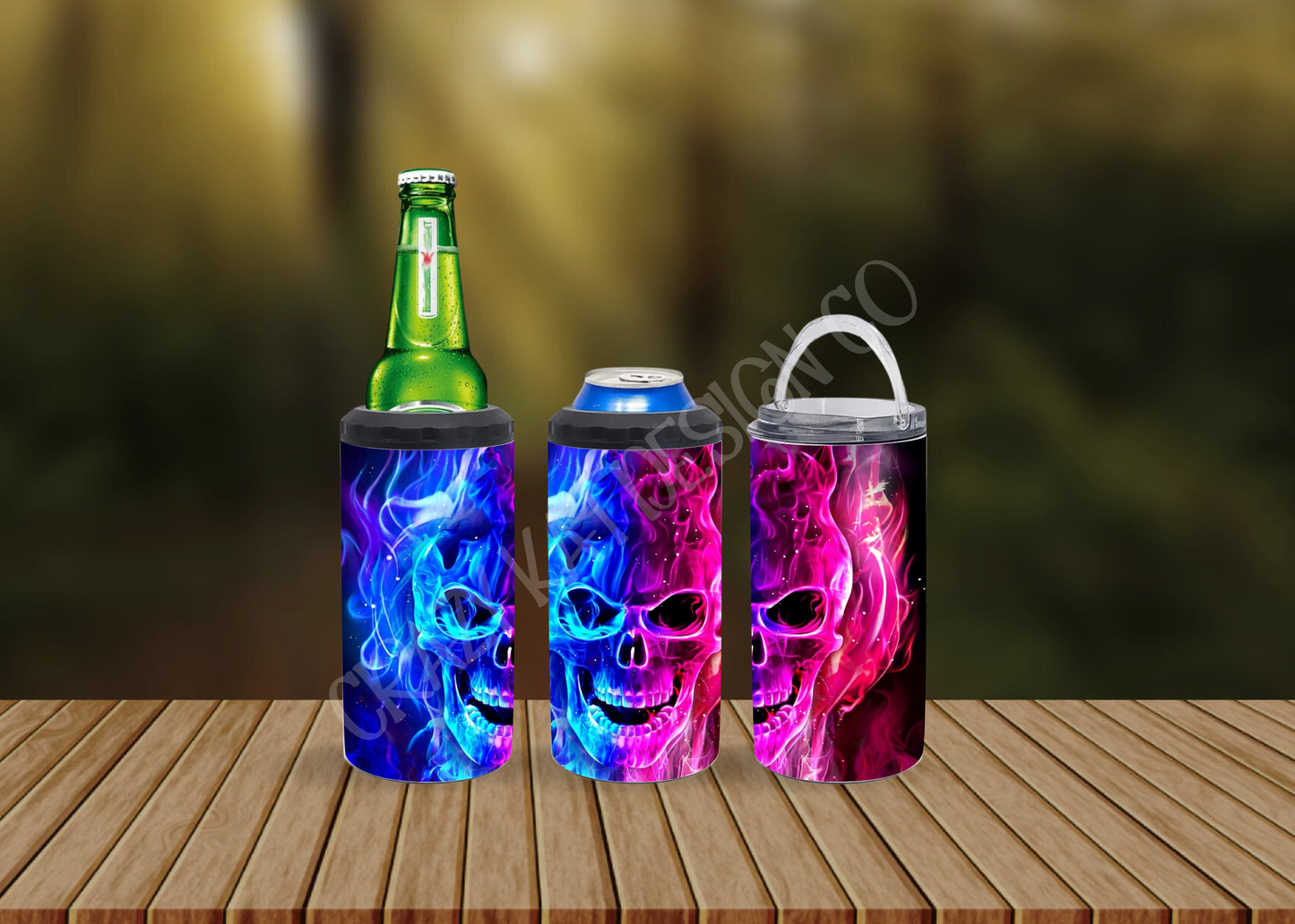 CUSTOMIZABLE FLAMING SKULLS HOT AND COLD TUMBLERS