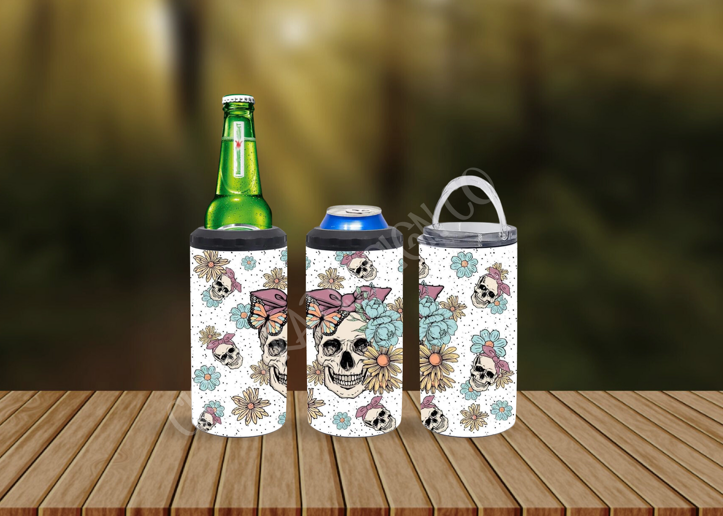 CUSTOMIZABLE SKULL WITH DAISYS HOT AND COLD TUMBLERS