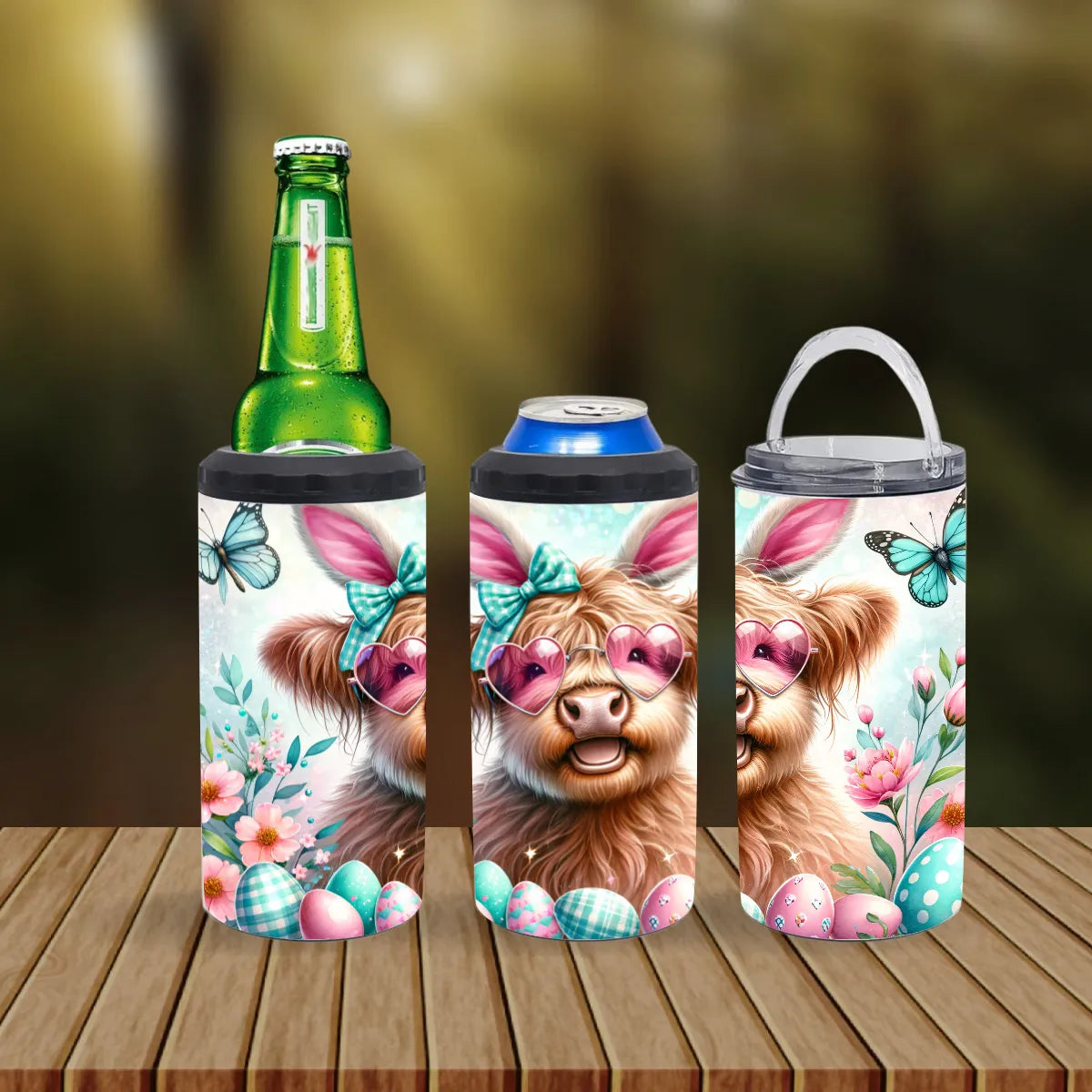 CUSTOMIZABLE HIGHLAND COW EASTER HOT AND COLD TUMBLER - Crazy Kat Design Co