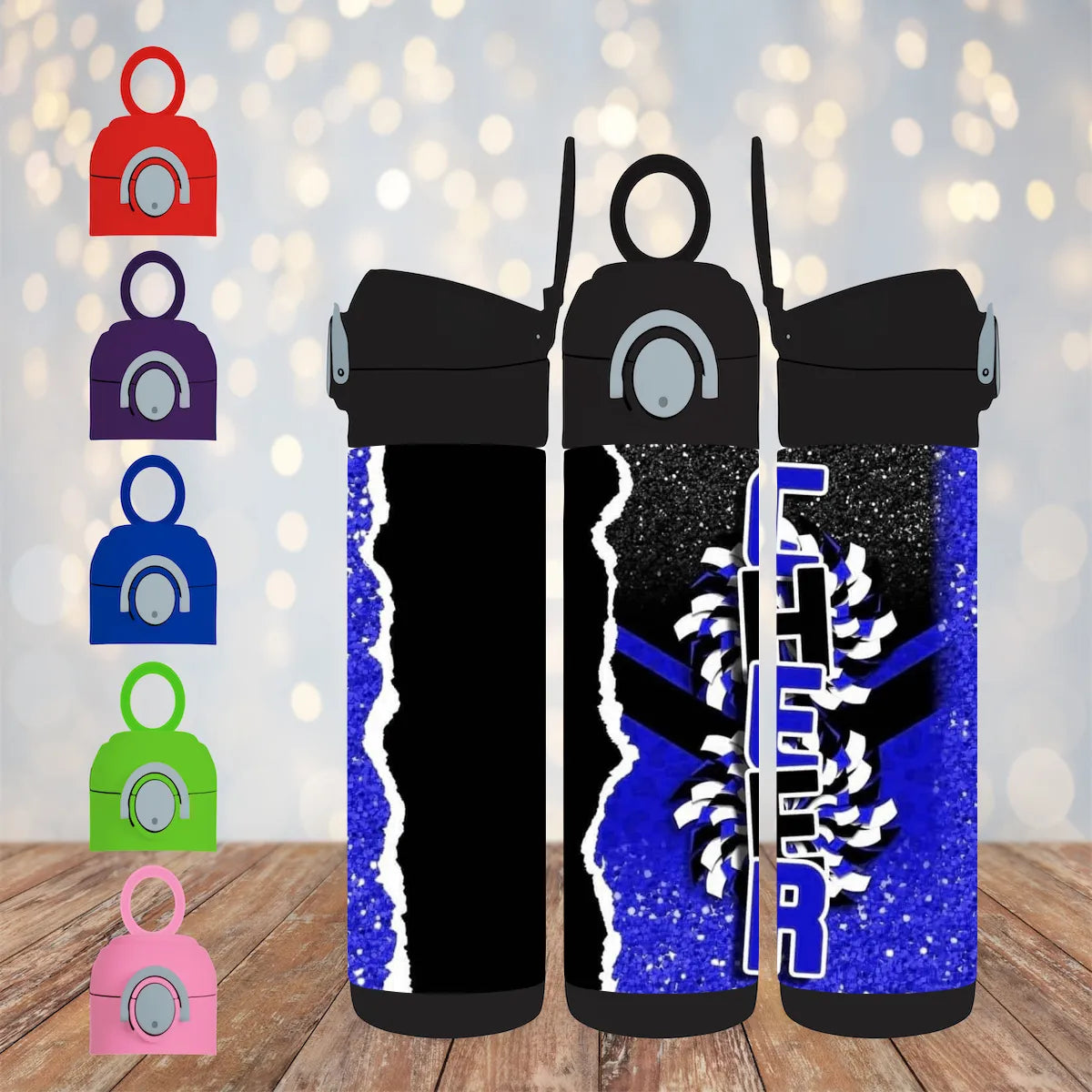 CUSTOMIZABLE BLACK AND BLUE CHEER HOT AND COLD TUMBLER - Crazy Kat Design Co