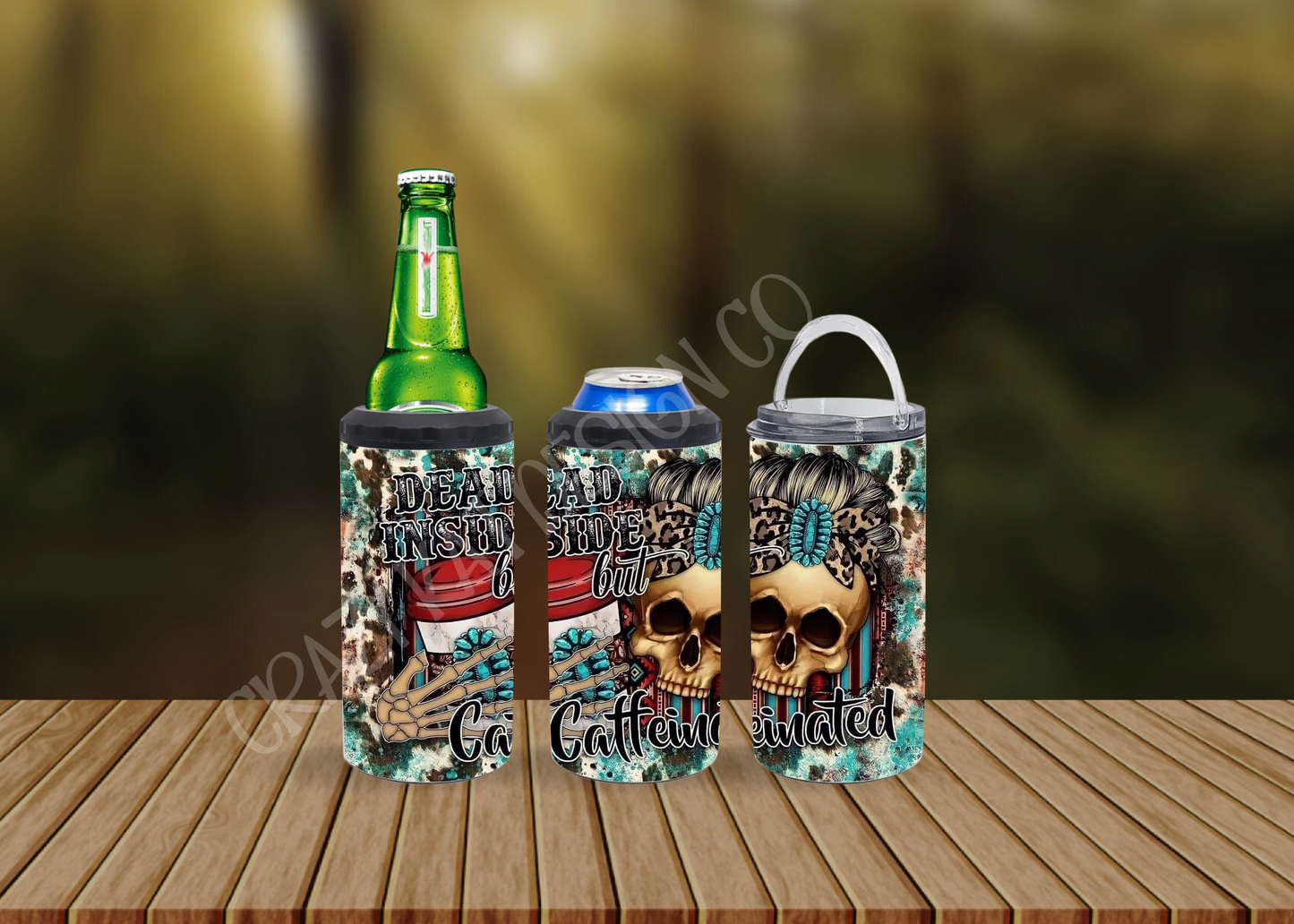 CUSTOMIZABLE DEAD INSIDE BUT CAFFEINATED SKULL HOT AND COLD TUMBLERS