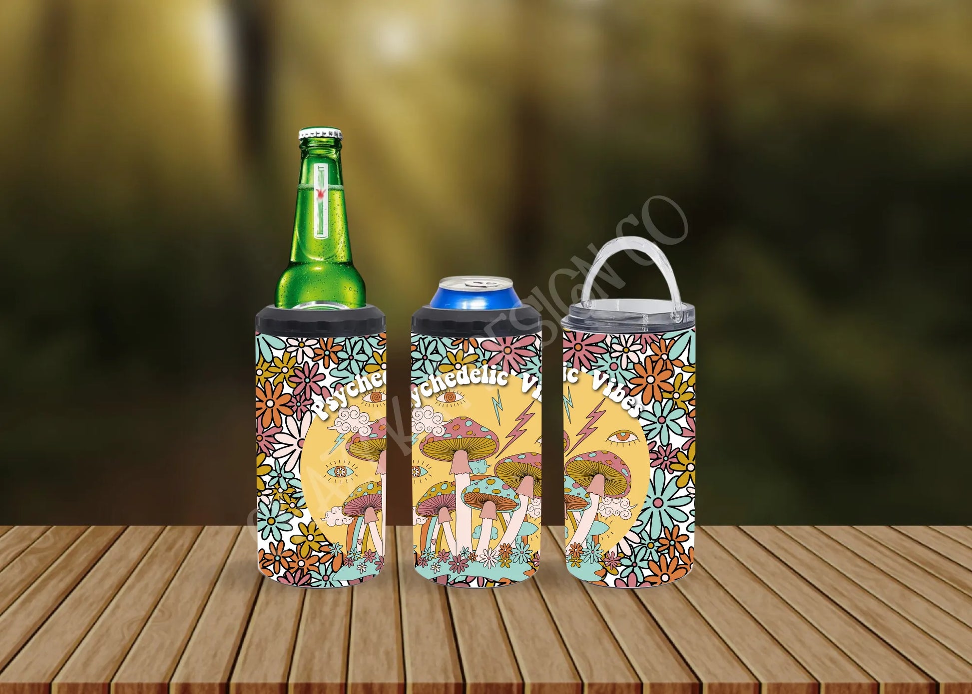 CUSTOMIZABLE PSYCHEDELIC VIBES MUSHROOMS HOT AND COLD TUMBLERS - Crazy Kat Design Co