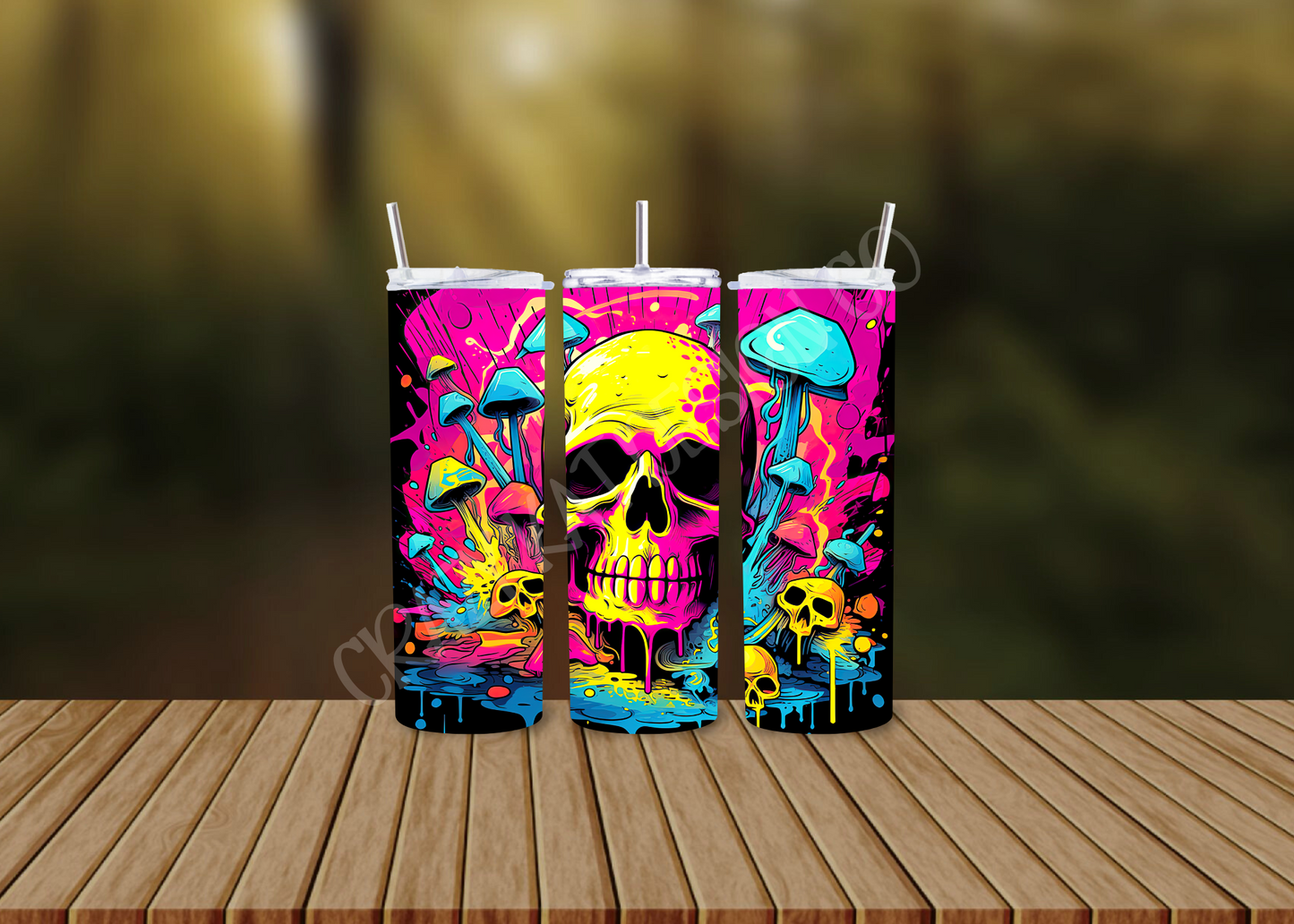 CUSTOMIZABLE SKULL AND MUSHROOMS HOT AND COLD TUMBLERS