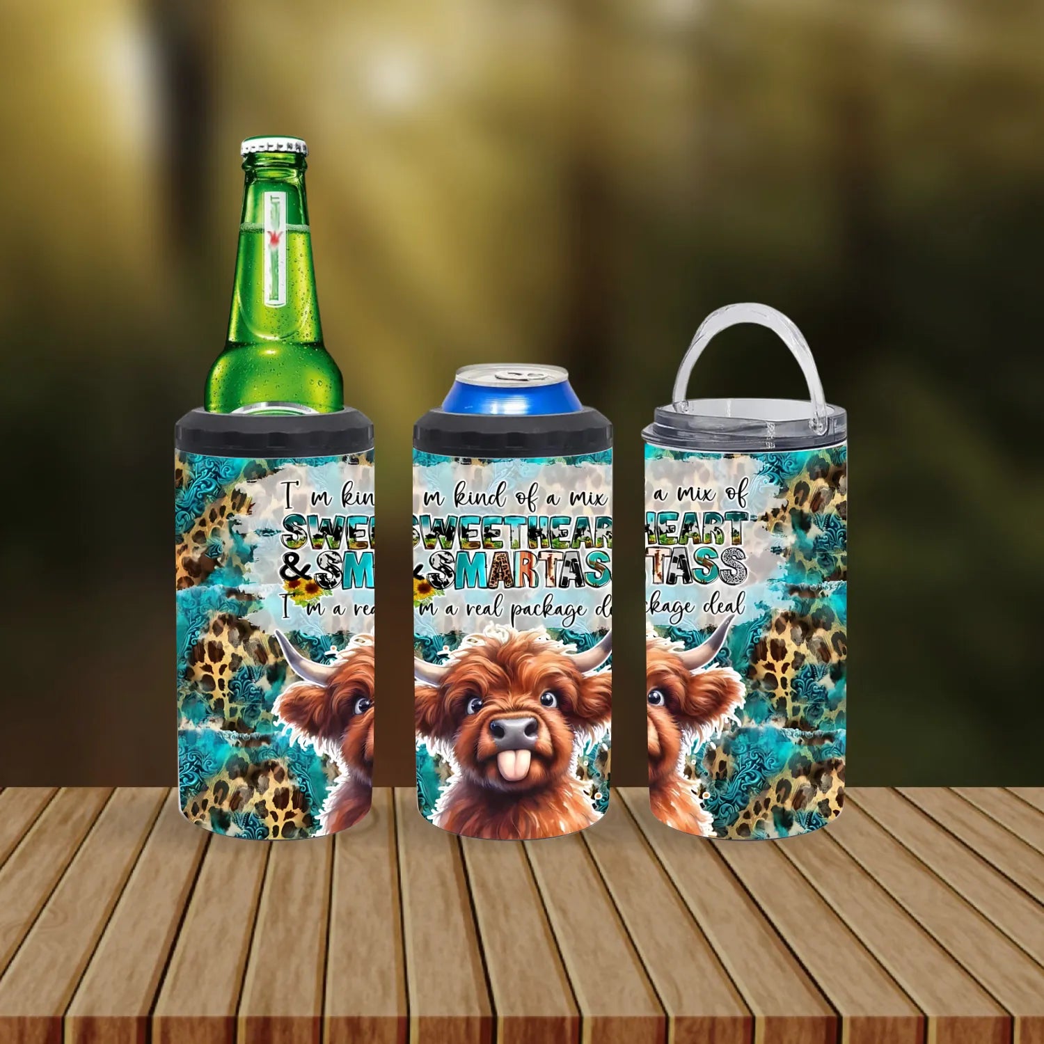 CUSTOMIZABLE HIGHLAND COW I'M KIND OF A SWEETHEART & SMARTASS HOT AND COLD TUMBLER - Crazy Kat Design Co