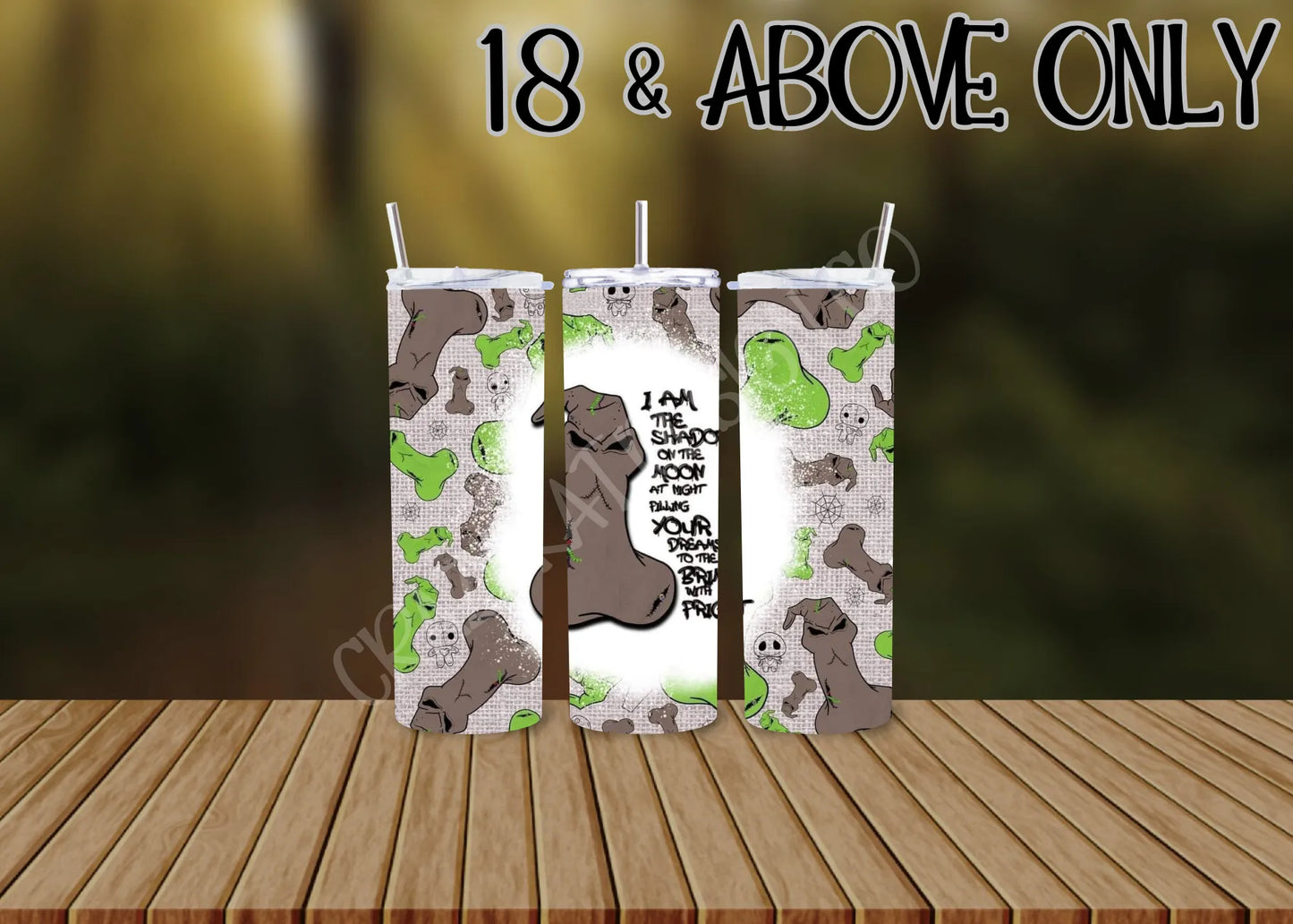 18+ ONLY CUSTOMIZABLE BROWN OOGIE BOOGIE D*CK HOT AND COLD TUMBLERS - Crazy Kat Design Co