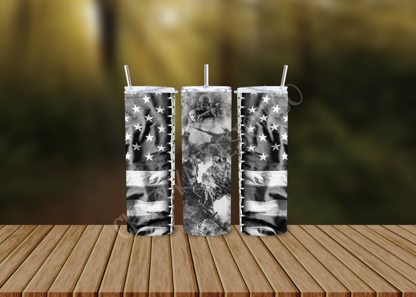 CUSTOMIZABLE US. ARMY AMERICAN FLAG HOT AND COLD TUMBLERS