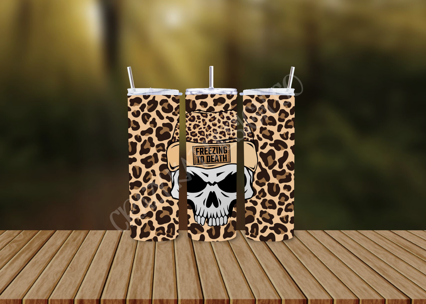 CUSTOMIZABLE FREEZING TO DEATH SKULLS  HOT AND COLD TUMBLERS