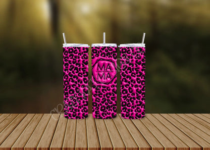 CUSTOMIZABLE MAMA 3D PUFF PINK HOT AND COLD TUMBLERS - Crazy Kat Design Co