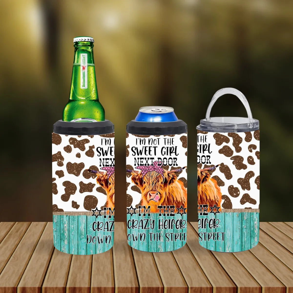 CUSTOMIZABLE I'M NOT THE SWEET GIRL NEXT DOOR I'M THE CRAZY HEIFER DOWN THE STREET HIGHLAND COW HOT AND COLD TUMBLER - Crazy Kat Design Co