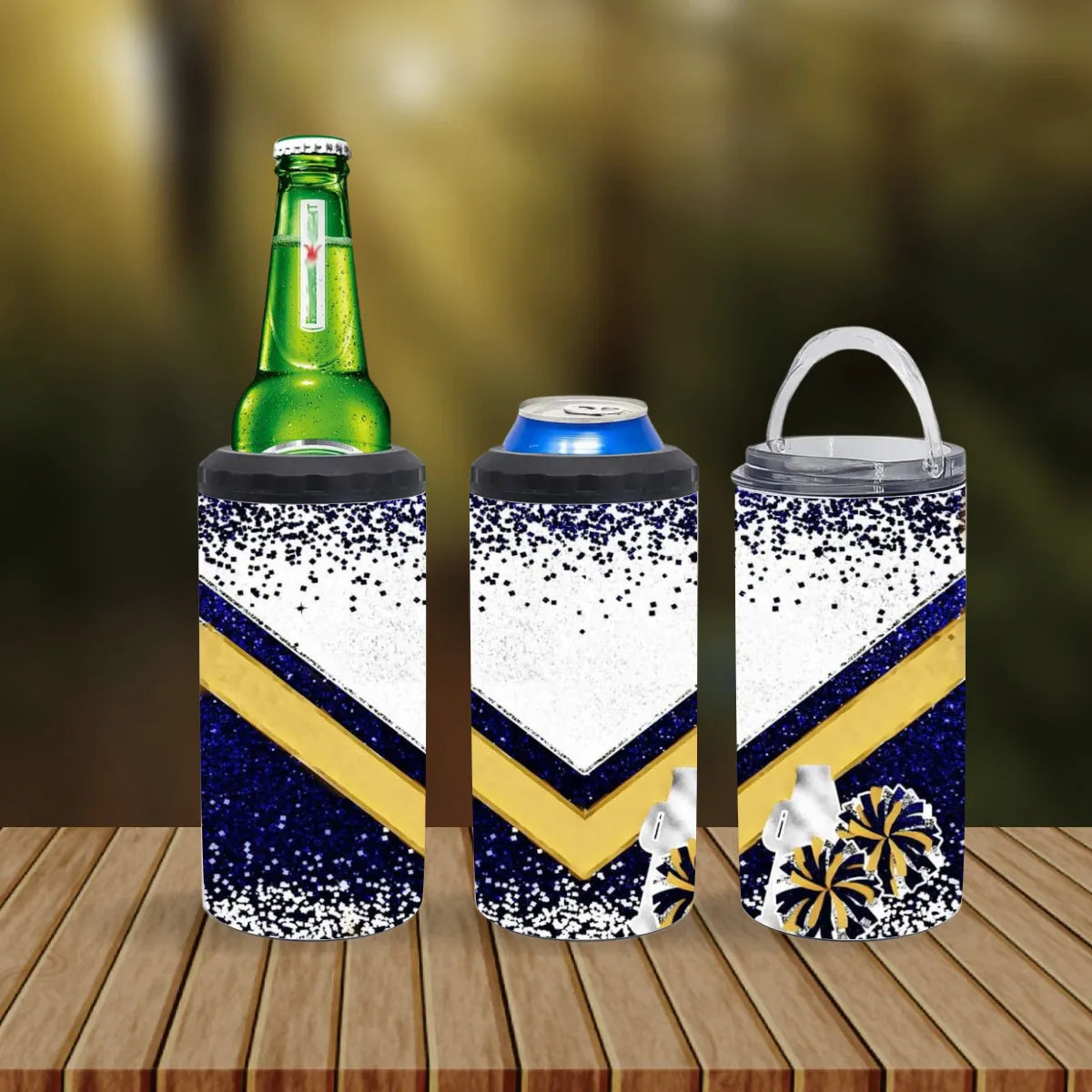 CUSTOMIZABLE BLUE AND GOLD CHEER HOT AND COLD TUMBLER - Crazy Kat Design Co