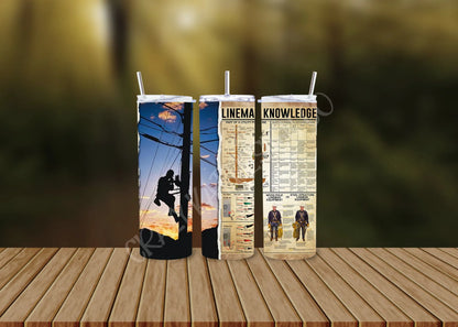 CUSTOMIZABLE LINEMAN KNOWLEDGE HOT AND COLD TUMBLERS - Crazy Kat Design Co