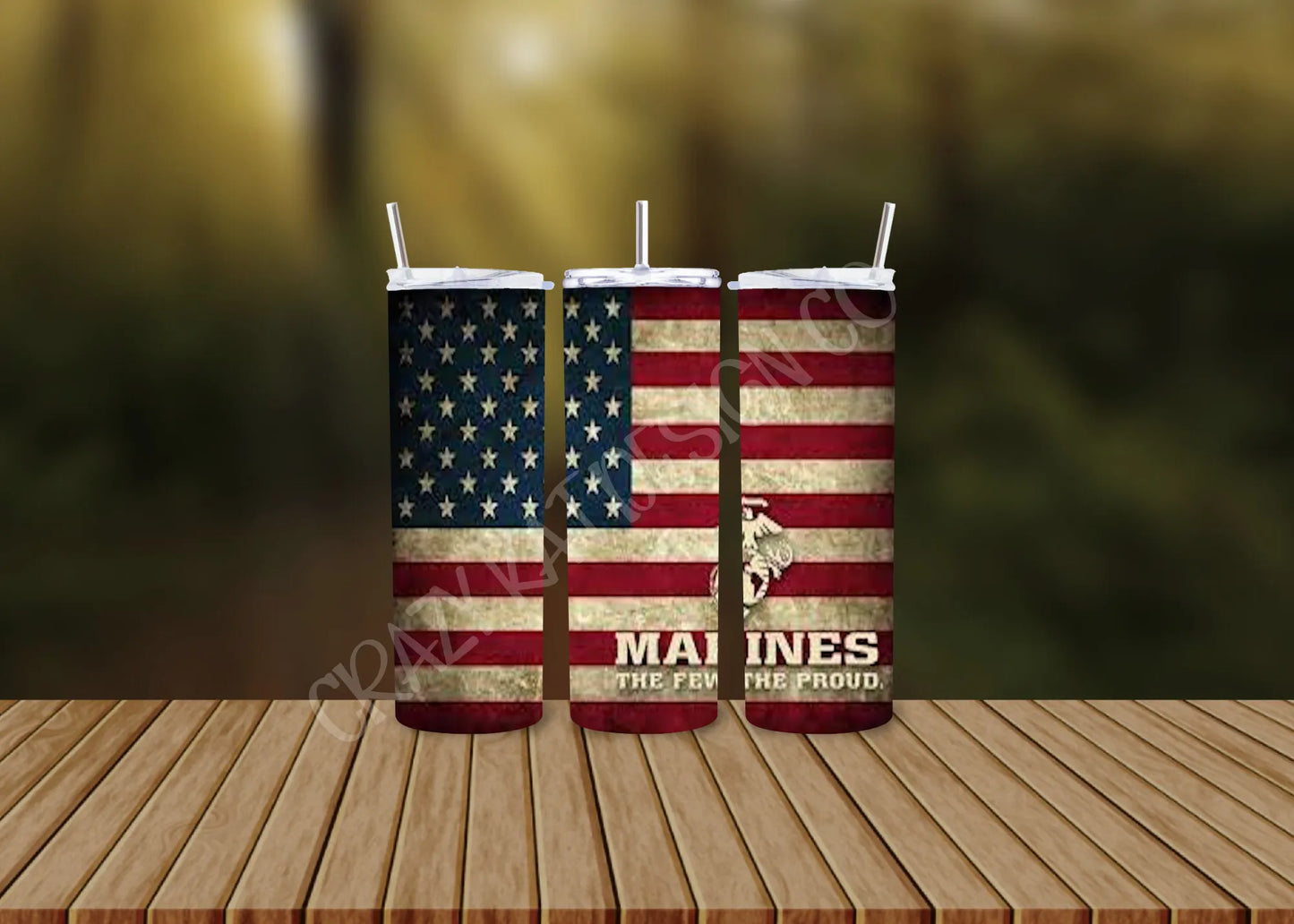 CUSTOMIZABLE AMERICAN US MARINES HOT AND COLD TUMBLERS - Crazy Kat Design Co