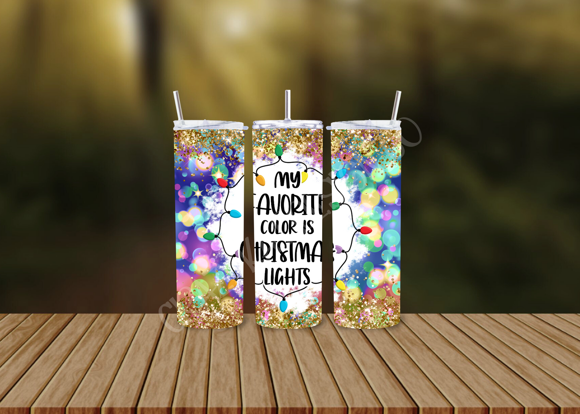 CUSTOMIZABLE MY FAVORITE COLOR IS CHRISTMAS LIGHTS HOT AND COLD TUMBLERS - Crazy Kat Design Co
