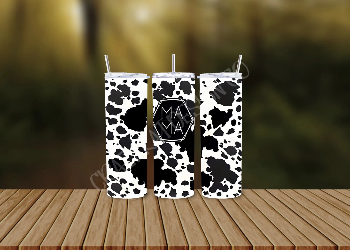 CUSTOMIZABLE MAMA COW PRINT HOT AND COLD TUMBLERS - Crazy Kat Design Co