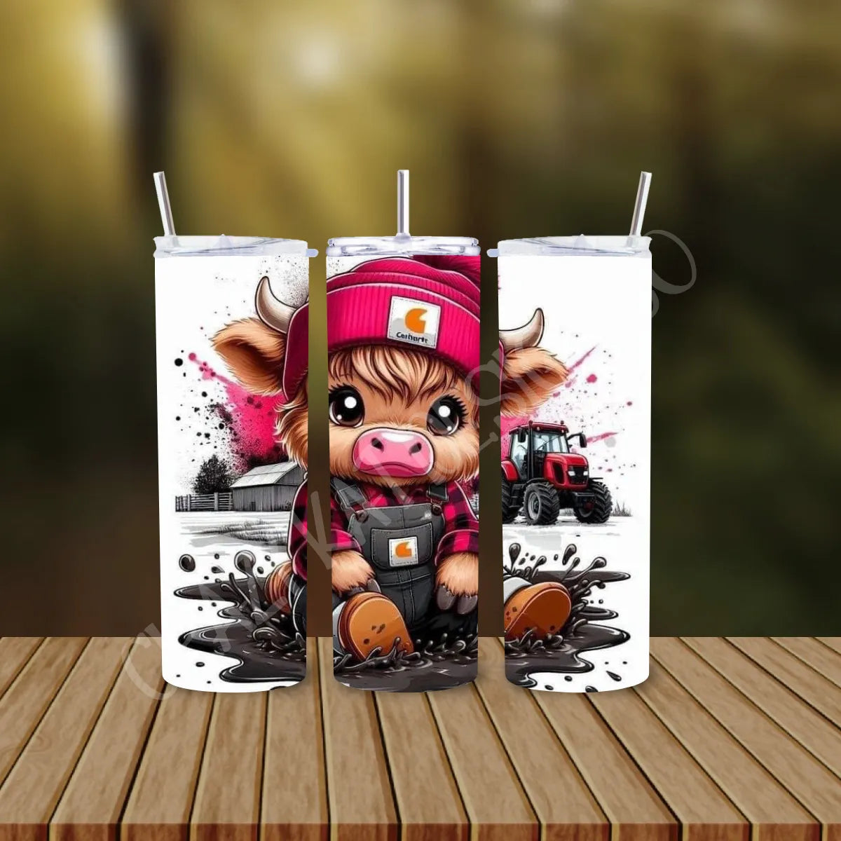 CUSTOMIZABLE CARHARTT HIGHLAND COW HOT AND COLD TUMBLER - Crazy Kat Design Co