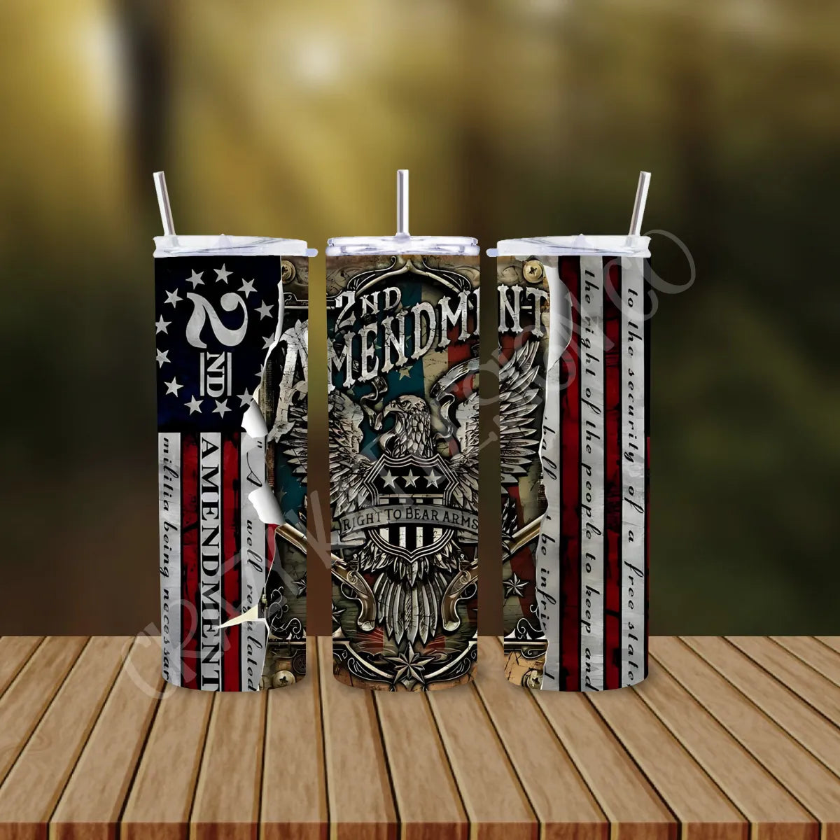 CUSTOMIZABLE 2ND AMENDMENT AMERICAN FLAG HOT AND COLD TUMBLER - Crazy Kat Design Co