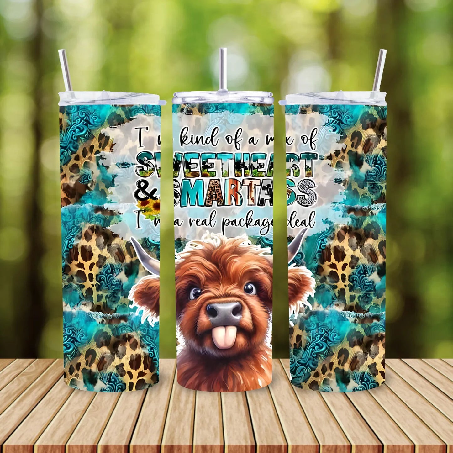 CUSTOMIZABLE HIGHLAND COW I'M KIND OF A SWEETHEART & SMARTASS HOT AND COLD TUMBLER - Crazy Kat Design Co