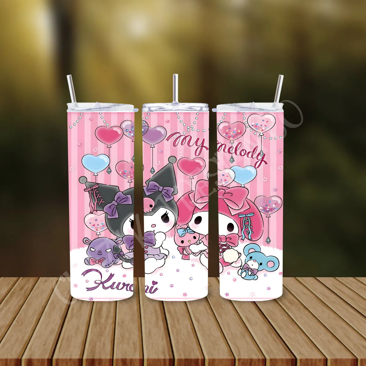 CUSTOMIZABLE KUROMI AND MY MELODY HOT AND COLD TUMBLER - Crazy Kat Design Co