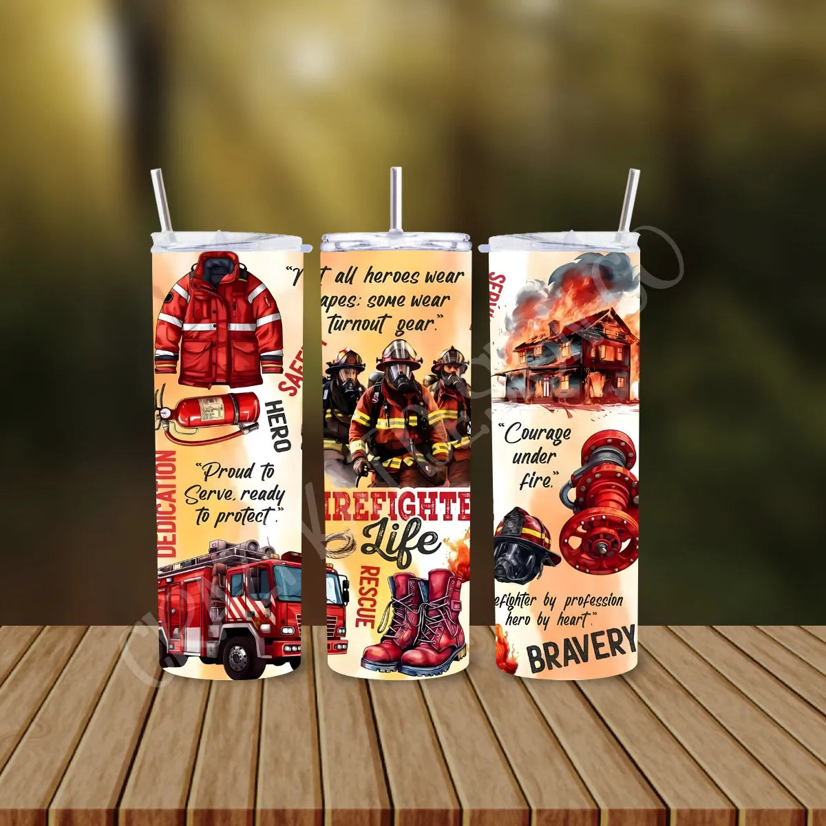 CUSTOMIZABLE FIREFIGHTER HOT AND COLD TUMBLER - Crazy Kat Design Co