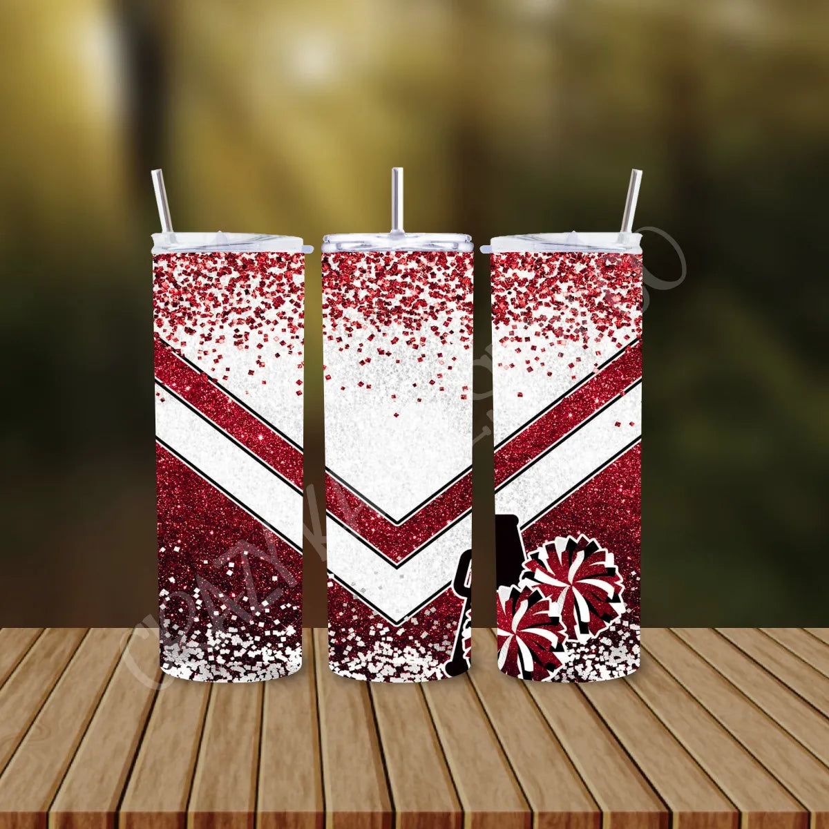 CUSTOMIZABLE RED CHEER HOT AND COLD TUMBLER - Crazy Kat Design Co