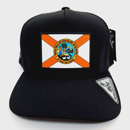 Florida State Flag PVC Patch Kamel 804 Mesh Snapback Black New