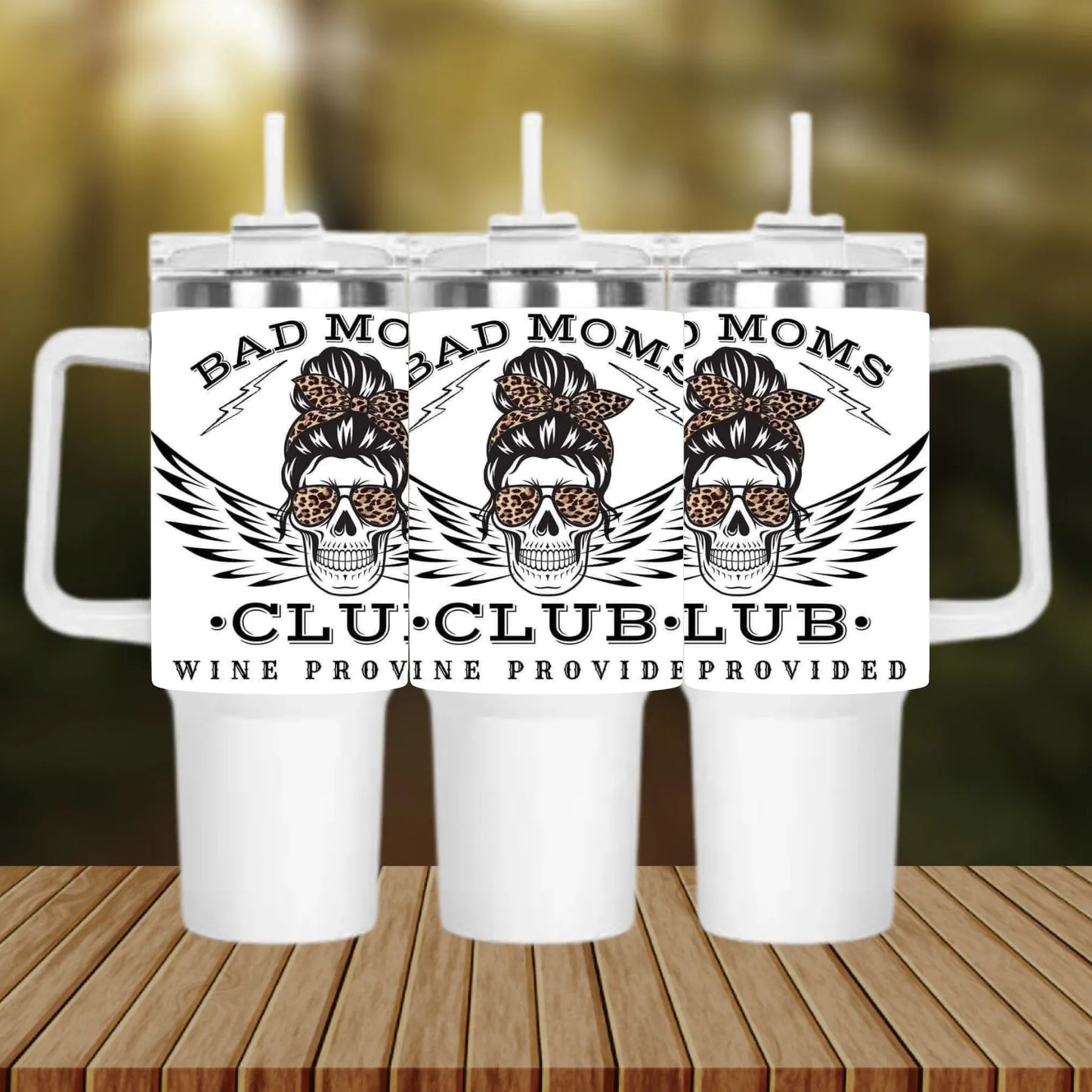 CUSTOMIZABLE BAD MOMS CLUB WINE PROVIDED HOT AND COLD TUMBLER - Crazy Kat Design Co