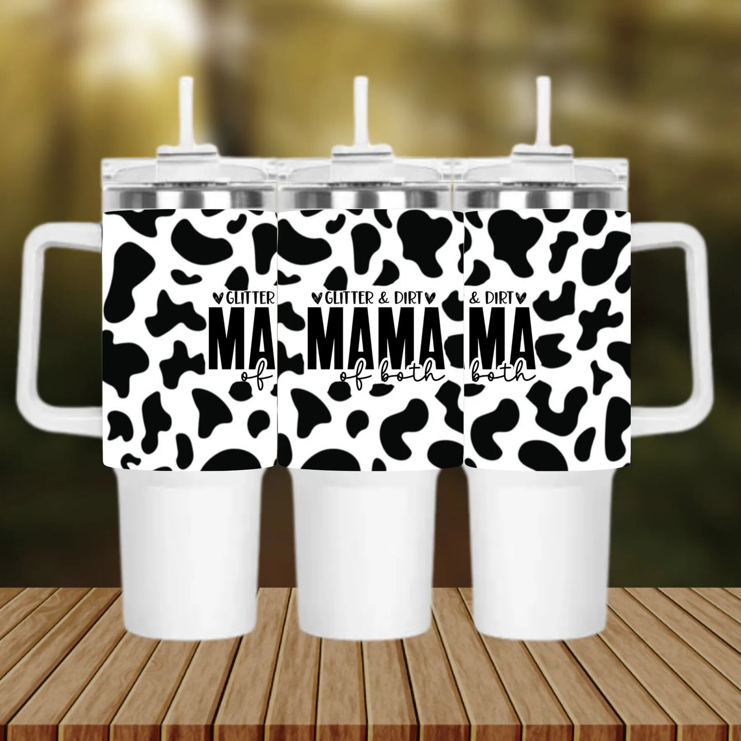 CUSTOMIZABLE GLITTER AND DIRT MOM OF BOTH HOT AND COLD TUMBLER - Crazy Kat Design Co