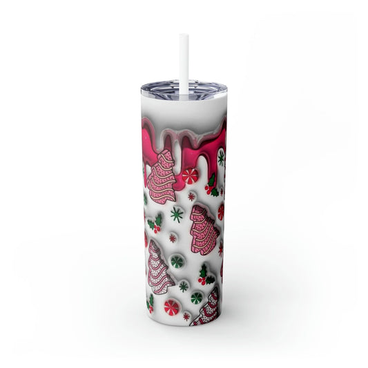 Christmas tree snack cakes Skinny Tumbler with Straw, 20oz - Crazy Kat Design Co