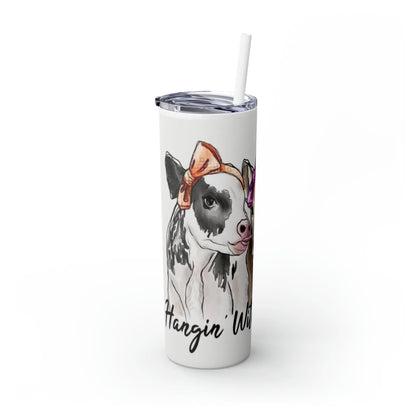 Hanging with my Heifers Skinny Tumbler with Straw, 20oz - Crazy Kat Design Co