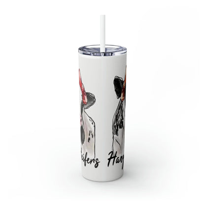 Hanging with my Heifers Skinny Tumbler with Straw, 20oz - Crazy Kat Design Co