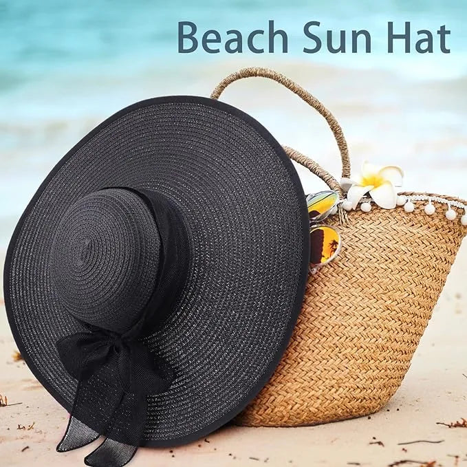 Women Summer Foldable Sun Straw Hat UPF 50+ Beach Hat - Crazy Kat Design Co