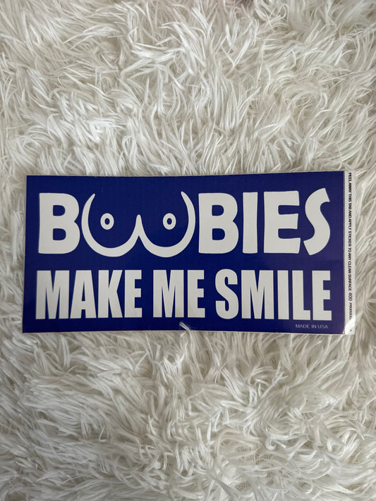 BOOBIES MAKE ME SMILE DYE CUT BUMPER/ WINDOW STICKER