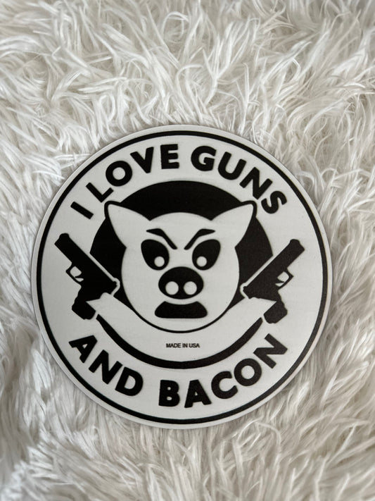 I LOVE GUNS & BACON DYE CUT MAGNET