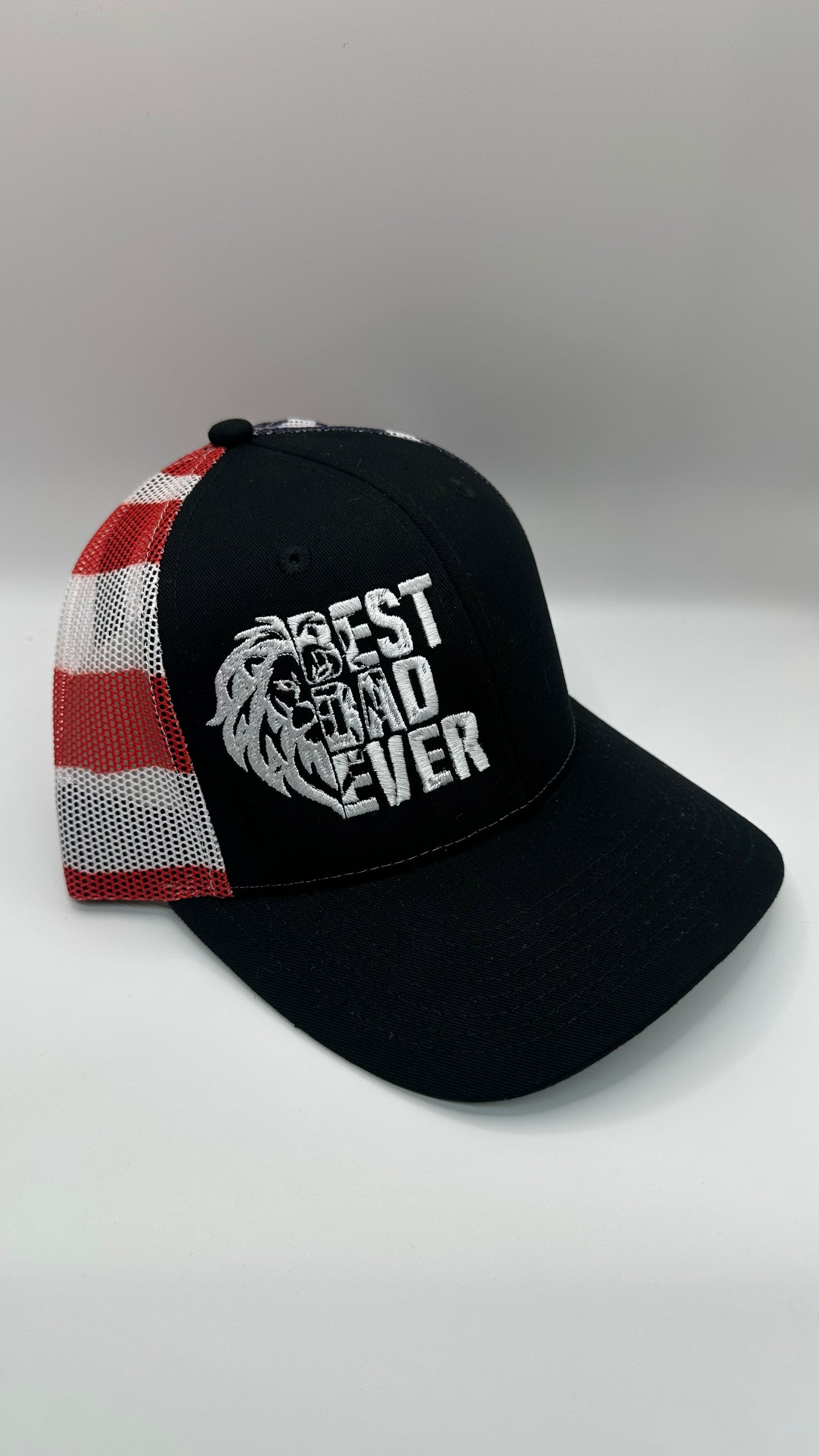 Black Best Dad Ever Lion Embroidered Snap Back Hat