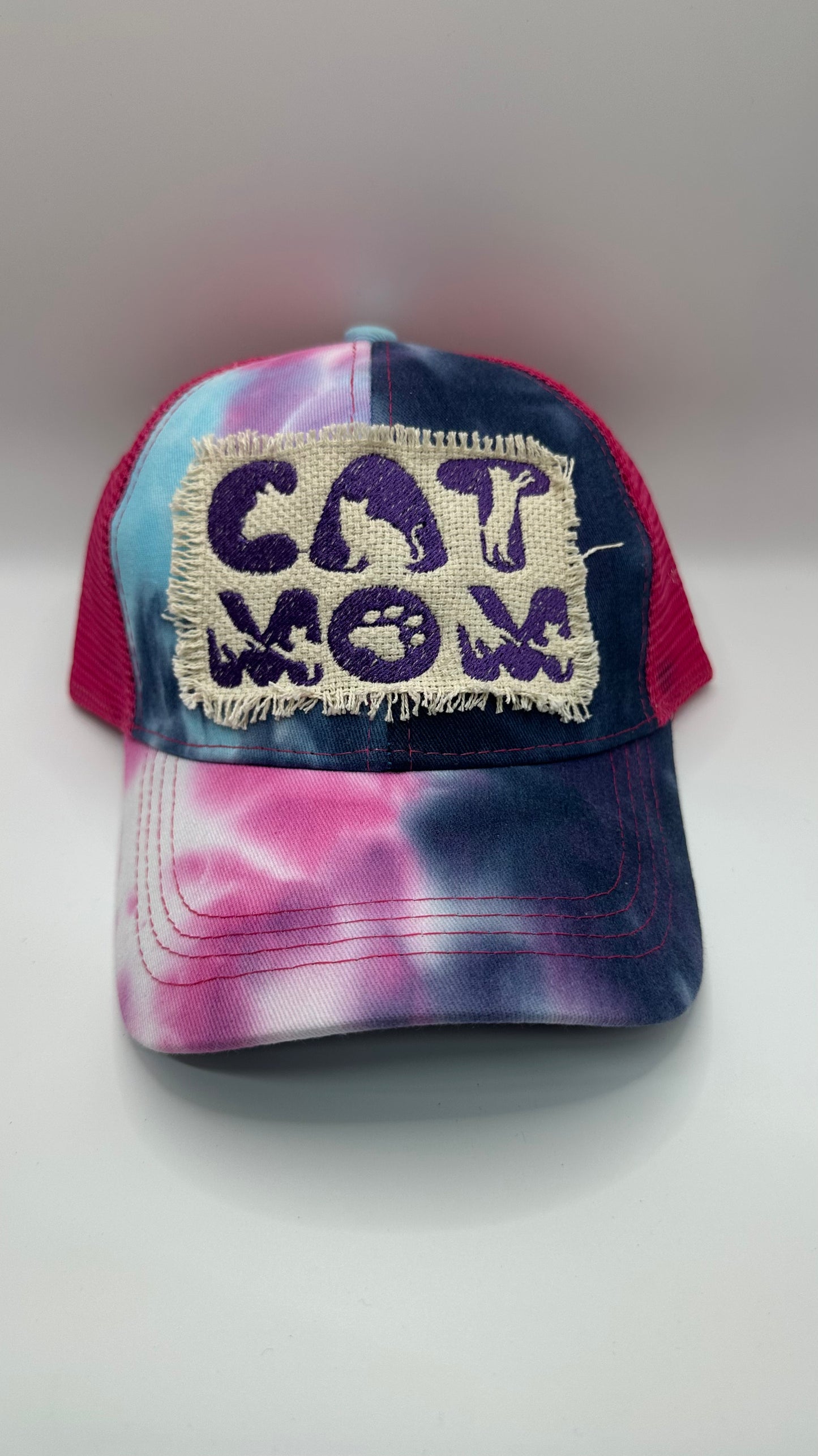 Cat mom Embroidered Pony Tail Hat