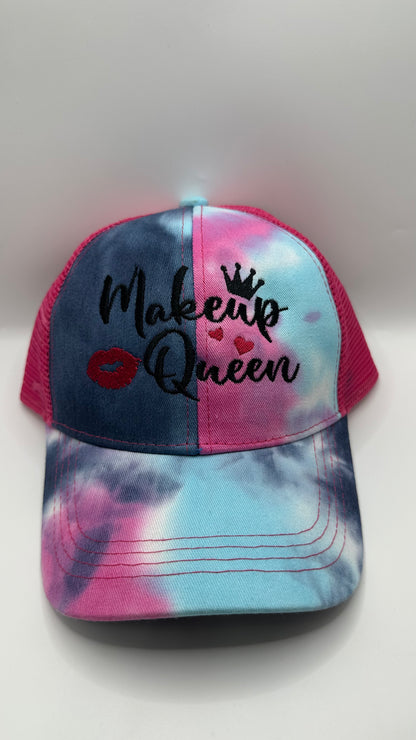 Makeup Queen Embroidered Pony Tail Hat