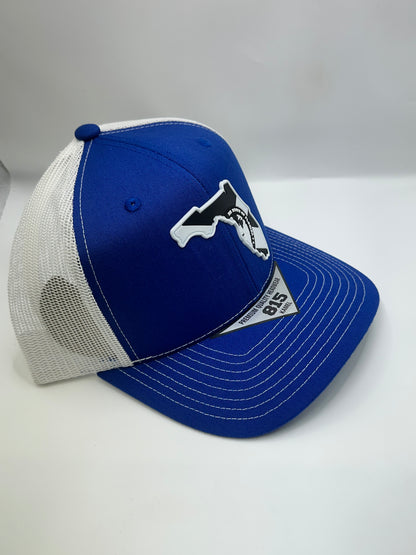 Florida State Flag Black and White PVC Patch Kamel 815 Snapback Mesh Trucker Cap Slight Curve Hat Structured Mesh Back Adjustable Baseball Cap